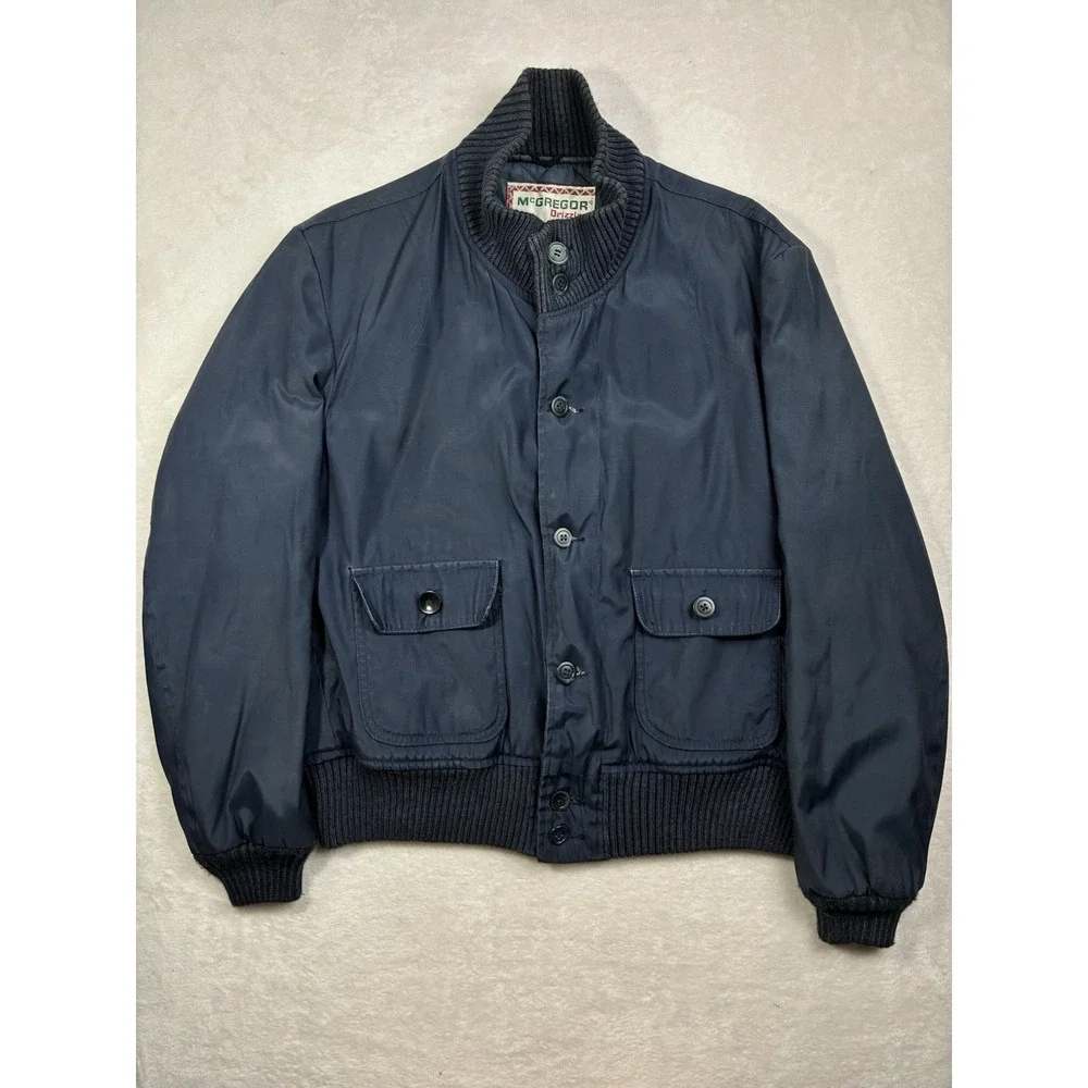 Vintage 1960s McGregor Drizzler Bomber Jacket Blue (Size 40)